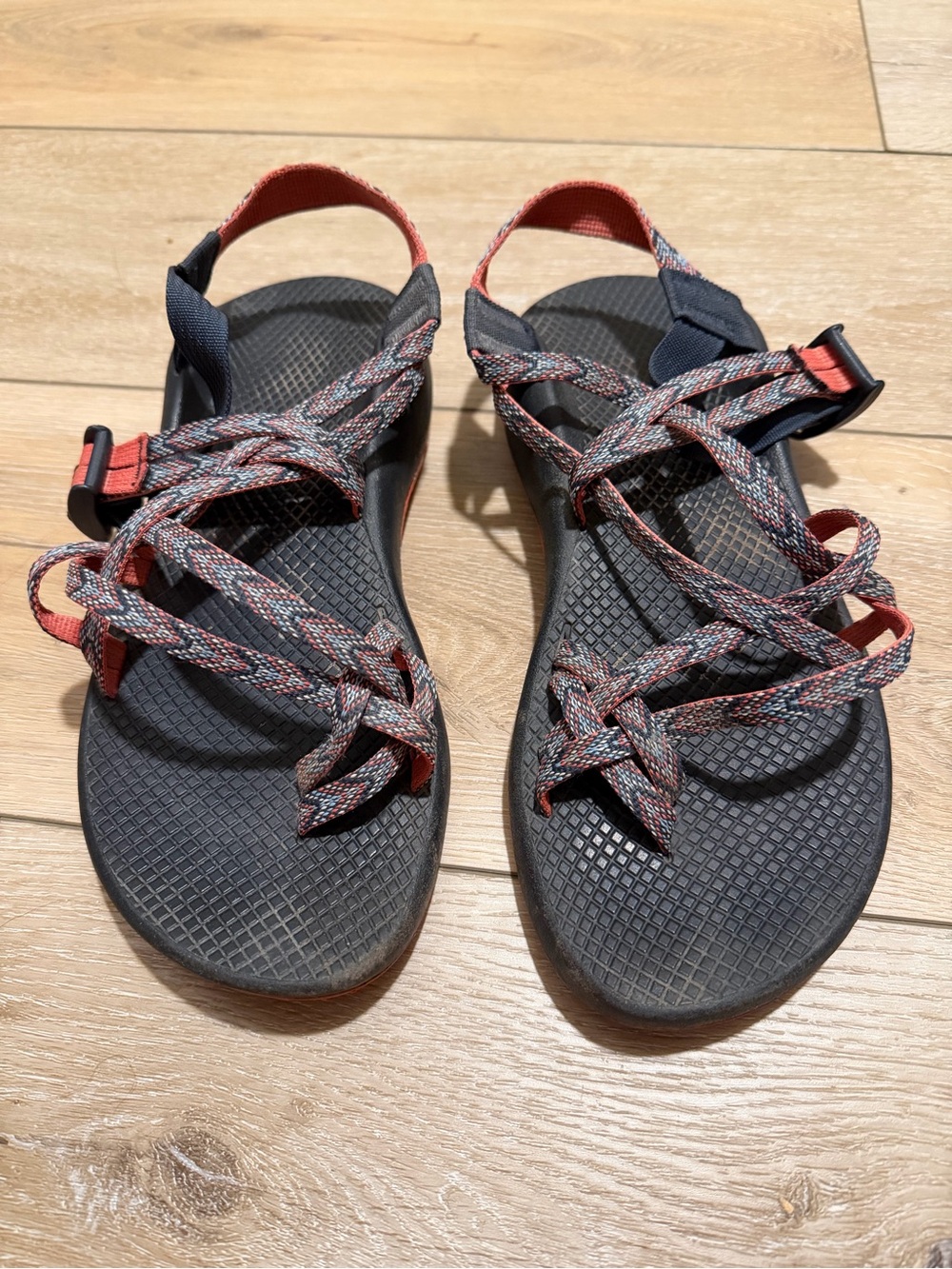 Chaco Women's Sandals in Black and Coral Double Straps